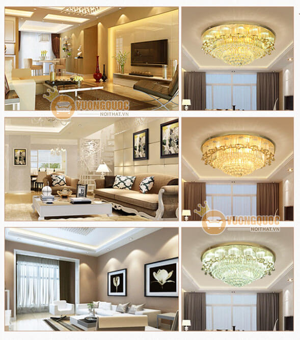 Đèn ốp trần pha lê cao cấp kiểu dáng sang trọng CM206-3